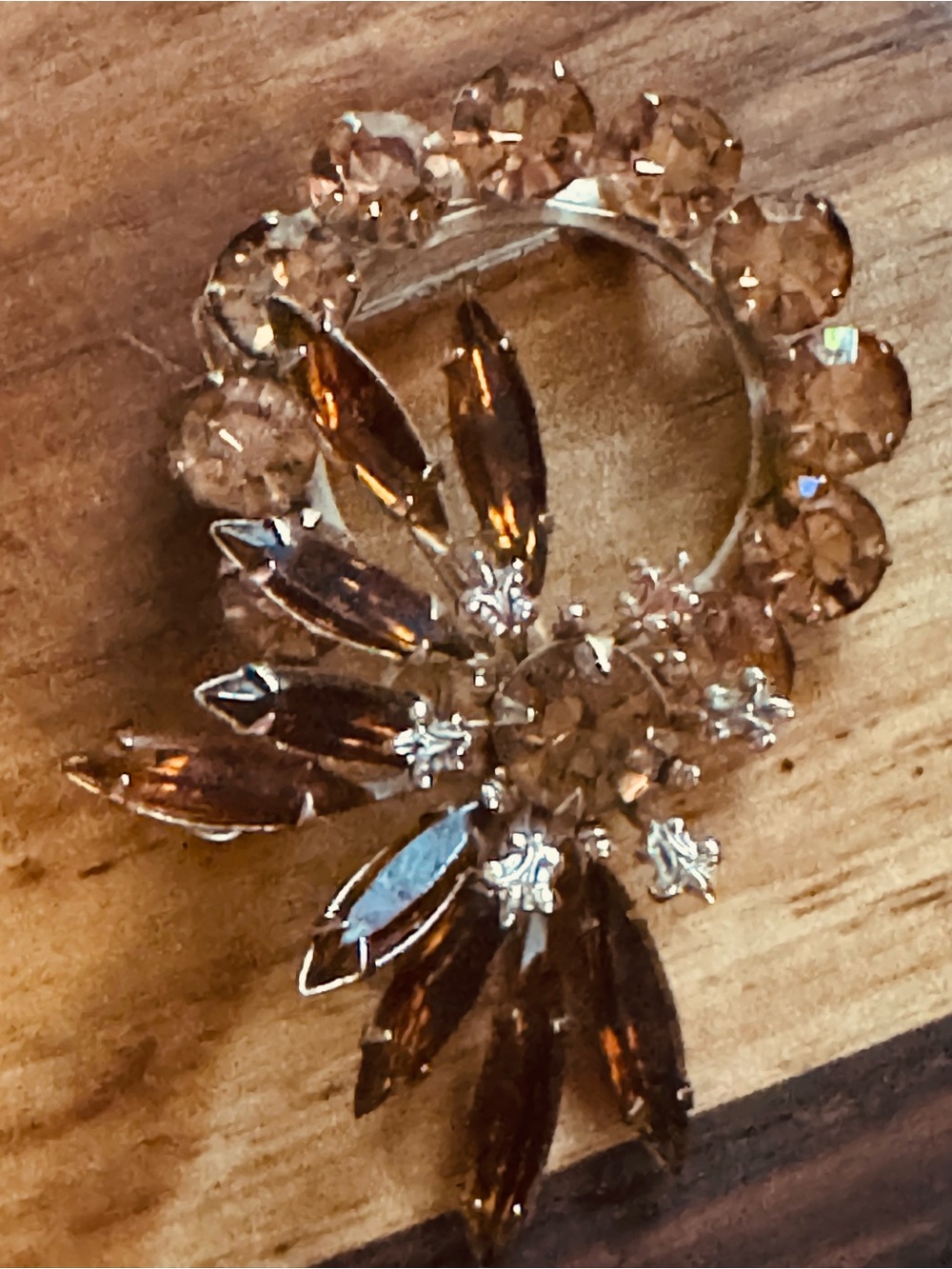 Vintage Amber Colored Gold Tone Brooch